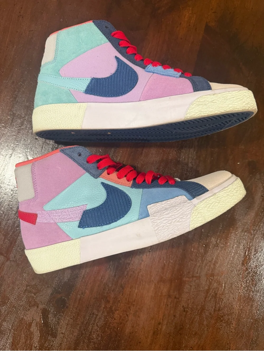Colorblock High-Top Nike Sneakers - Pink, Mint & Navy